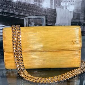 Authentic Louis Vuitton Yellow Epi Leather Sarah Wallet